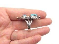 Vintage Navajo Robert Kelly Turquoise Sterling sz 7.5 Ring Native American 8.8g