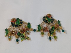 Lunch at the Ritz Frog Lily Pad Dangle Clip Earrings 3″
