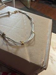 Vintage Napier Multi Strand Necklace Silver & Gold Tone Star Charms Choker