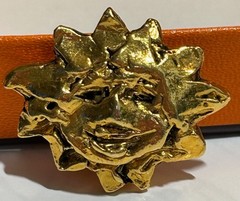 Hermès Sun Face Clip-On Earrings Bijouterie Fantaisie Gold Tone Signed w/ Box