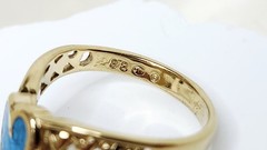 Vintage Gold Tone Heart Shaped Turquoise Ladies Ring Marked 88 – Size 8