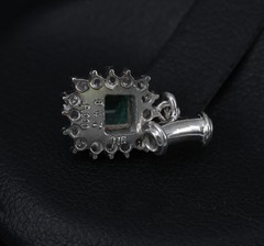 Fine Vintage 0.47 Colombian Emerald & 0.16 Diamond Platinum Pendant 2.0 Grams