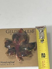 Guilded Leaf Brooch Pin Handcrafted USA Enamel Autumn Maple Leaf New On Card