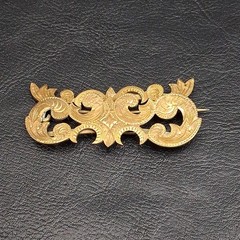 Vintage/Antique Victorian Style Hand Carved C Clasp Brooch Brass. 18.025