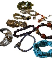 Lot Of 25 Vintage Bracelets, Precious Stones, Glass, Crystal, Silvertone Metal