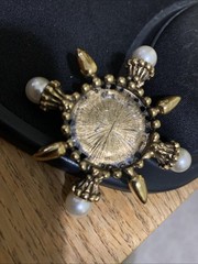 Vintage Ships Wheel Faux Pearls Gold – Tone Starburst Brooch 2.25″ diameter