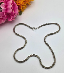 Vintage Silver Tone Box Chain Necklace, 15 In 2.5mm Spring Ring