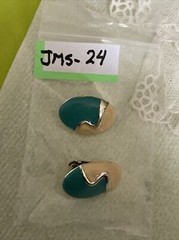 Vintage Silver Tone EnamelClip On Earrings Jewelry JMS-24