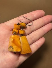 VINTAGE NATURAL BALTIC AMBER BRACELET & EARRINGS ART DECO
