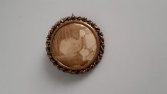 Antique Small Round Photo Pendant W/photo. C Clasp