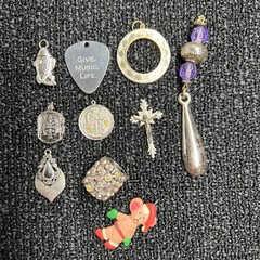Vintage Silver Tone Pendant S Lot Of 11 Sizes Colors Shapes Varies Fashion