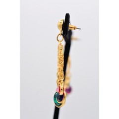 Vintage Crystal Dangle Earrings Lucite Open Bezel Multi-Color Gold NOS BinA16