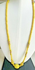 VINTAGE CZECH YELLOW GLASS BEADS NECKLACE 39 1/2 CM