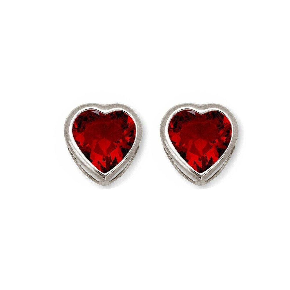 14K Solid White Gold Heart Stud Earrings Birthstone 3MM X 3MM