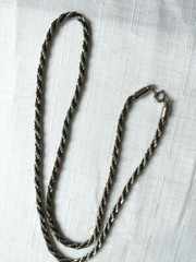 Vintage Silver Tone & Black Braided Necklace 24 Inches – As Pictured