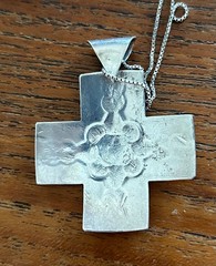 Southwest style silver cross pendant with sterling silver chain. Vintage.