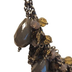 Lia Sophia Fringe Chains Glass & Acrylic Beaded Chunky Statement Boho Necklace