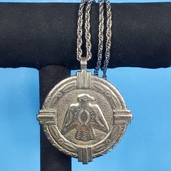 VTG Bell Trading Post Nickel Silver Navajo Style Thunderbird Pendant Necklace