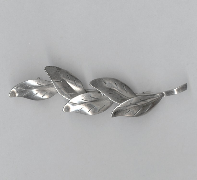 Signed TEKA Silver Leaf Bar Pin Theodor Klotz GERMANY