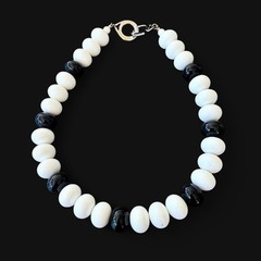 Vintage Les Bernard Chunky Black & White Resin Statement Choker Necklace