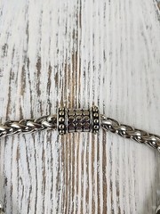 Vtg Foxtail Chain Necklace Silver And Gold Toned Sliding Pendant 14 in (B1)