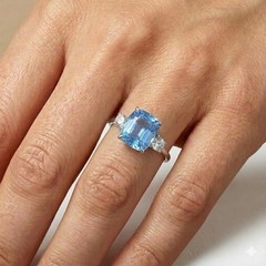 Vintage 14K White Gold Engagement Ring 8.94ct.Natural Blue Cushion Sapphire GIA