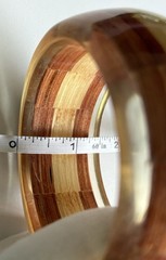 Vintage Wood & Clear Lucite Wide Chunky Bangle Bracelet 8.5in Ladies 94g