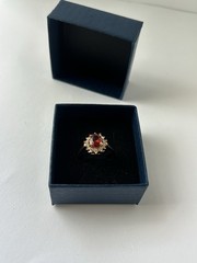 Vintage Red Cubic Zirconia Ring Gold Plated Womens Size 8.5