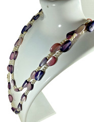 Vintage Pastel Beaded Necklace Faux Pearl Lavender Purple 19.5″ Acrylic Beads