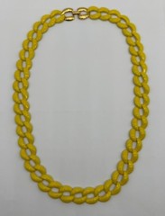 Vintage Napier Necklace of Bright Yellow Coated Enamel Chunky Chain Links Signed