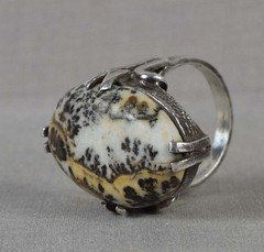 Vintage sterling silver RING Native American R&H landscape jasper Size 7
