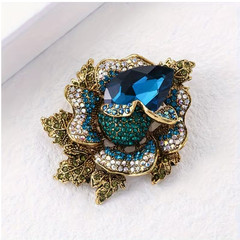 BROOCH- BLUE Exquisite Rhinestone Luxury Full Crystal Baroque Brooch, Sparkling