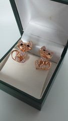 Vintage 1990s 14 Ct Rolled Gold Zircons Cat Earrings-Hallmarked 585 RG!!!