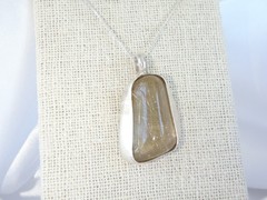 Artisan Sterling Silver 999 Modernist Natural Rutilated Quartz Pendant Necklace