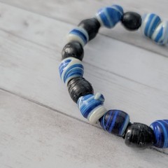 Vintage Bracelet Bangle – Blue, Black, Off-White