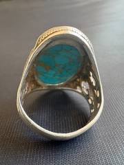 925 Sterling Silver Large Turquoise Ring Handmade Ring Size 9.5 US