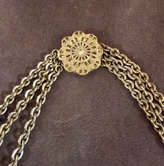 Vintage Signed Miriam Haskell Gold Tone Baroque Style Cross Pendant Necklace