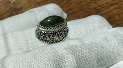 Vintage Soviet Russian Sterling Silver 925 Ring Jade ,Women’s Jewelry Size 7.75