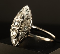 Diamond Ring Palladium Old Mine Art Deco Vintage .88ct TDW