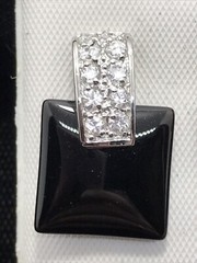 Vintage Clear Cubic Zirconia’s & Black Onyx Glass In Unique Design Earrings