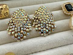 Lot 7 Pair Brutalist Earrings ROMAN Gold Vintage Movie Star Pearl 90s Anne Klein