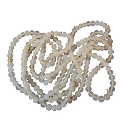 58 Inch Long Vintage White & Smoky Quartz Stone Bead Necklace