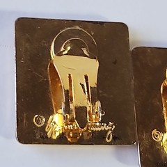 Vintage Clip On Earrings Enamel Retro Samuel Huang Cloisonné Artsy Pastel Square