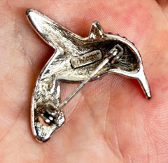 Vintage Monet Rhinestone Hummingbird Brooch Pin – Blue & Green – 1.25″L