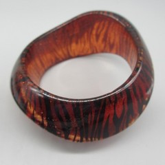 Vintage Lucite Bracelet Bangle Tiger Stripe Chunky Wide Asymmetrical