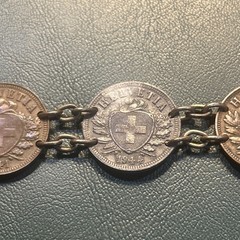 Antique Swiss 2 Rappen Bracelet Vintage Bronze And Zinc Coins WW2 Era