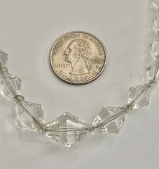 Vintage Graduated Clear Faceted Cut Czech Crystal Bead Strand Necklace 16” Chain