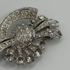 Vintage Eisenberg Original Fur Clip Sterling Silver Rhinestone Signed