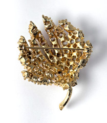 Vintage Pastel Rhinestone Palm Frond Brooch Pink Blue Green Leaf Pin