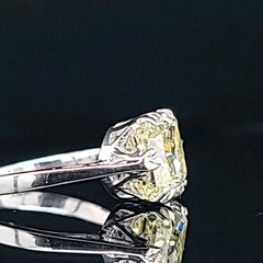 Platinum Vintage Engagement Ring 3.02ct.Natural Yellow Radiant Cut Diamond GIA